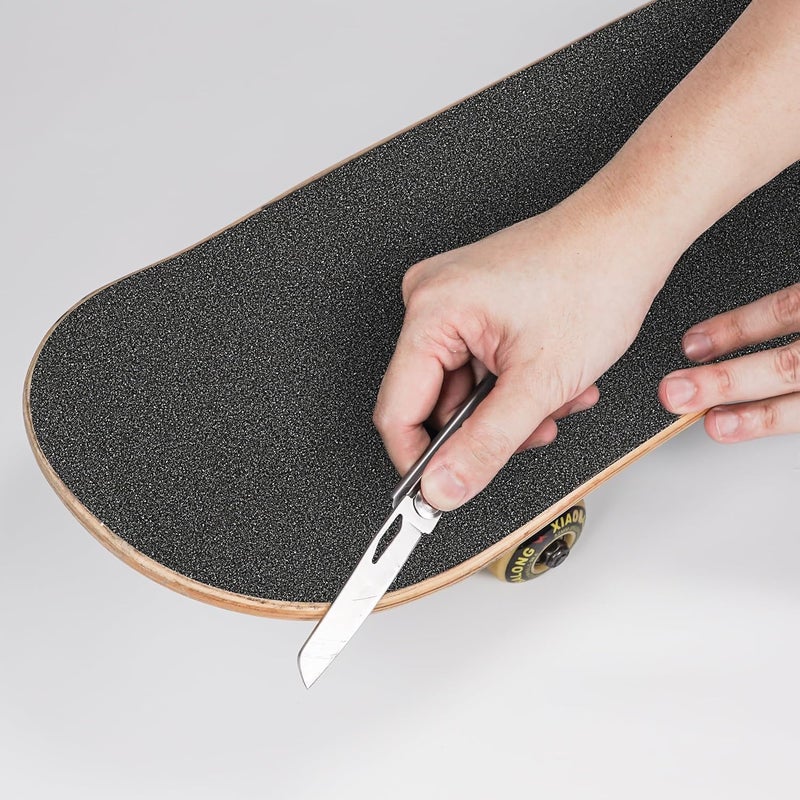 Zeato Grip Tape 33x9’’ Non Slip Silicone-Carbide Bubble Free Application Easy to Cut and Trim High Strength Sandpaper for Skateboards Scooters - Black - Image 5
